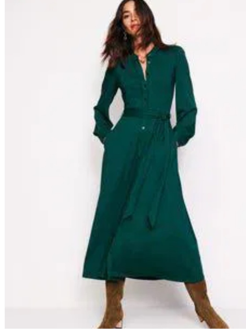 Boden Emerald Pin Tuck Shirt Dress (SHORTENED) Size US10 - Picture 8 of 14